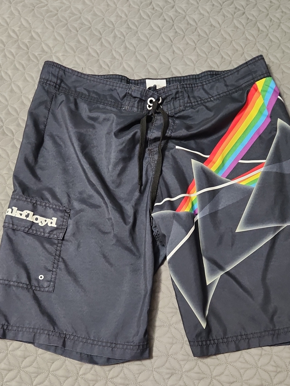 Pink Floyd Navy Swim Shorts with Rainbow Prism